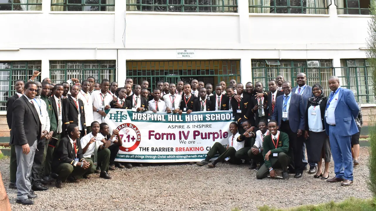 A class group with their banner